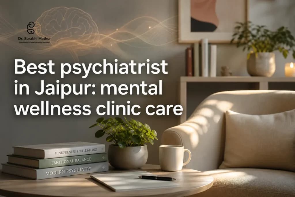 Calming medical-themed cover for a blog about the best psychiatrist in jaipur.