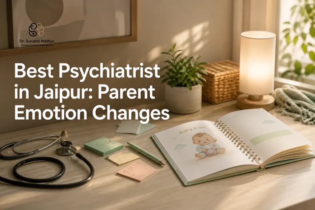 Calming clinic still life representing support from the best psychiatrist in jaipur for new parents facing emotional changes.