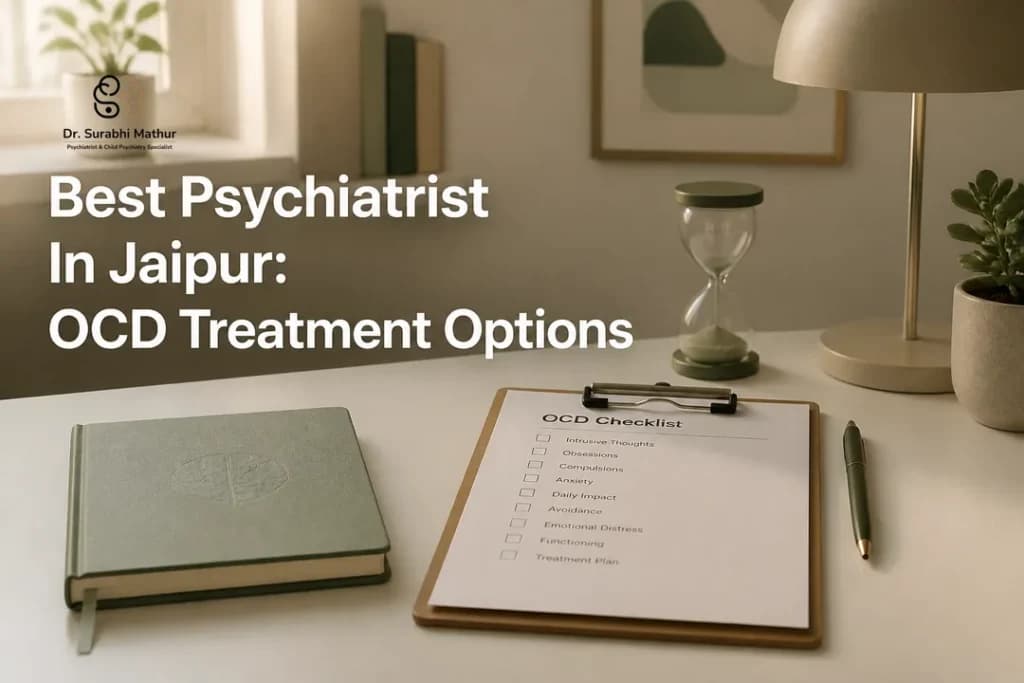A calm clinic desk setup representing OCD care by the best psychiatrist in jaipur.